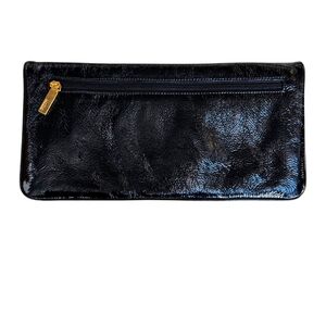 Hobo International 12 Inch Black Patent Leather Magnetic Closure Clutch